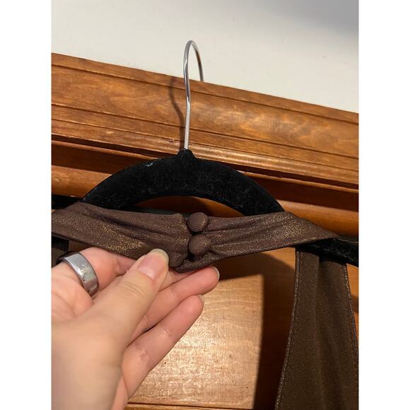 Lauren Ralph Lauren Women's Halter Evening Formal Dress Metallic Bronze Size 14 - Picture 7 of 10